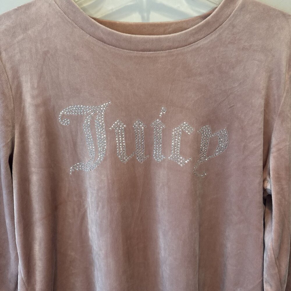 Juicy Couture Embellished Velour Sleep Lounge Wear Long Sleeve Top Sz L Cozy - Picture 2 of 9